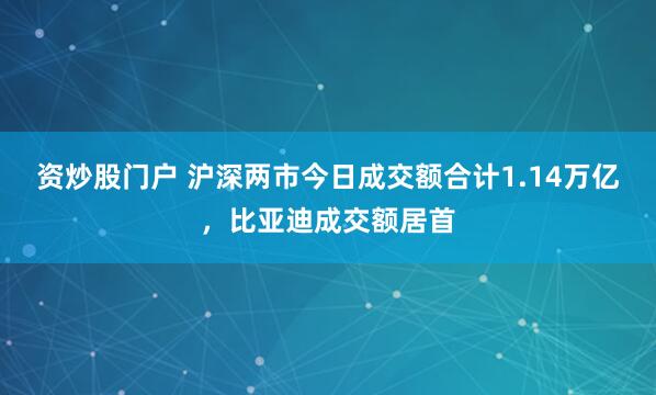 资炒股门户 沪深两市今日成交额合计1.14万亿，比亚迪成交额居首